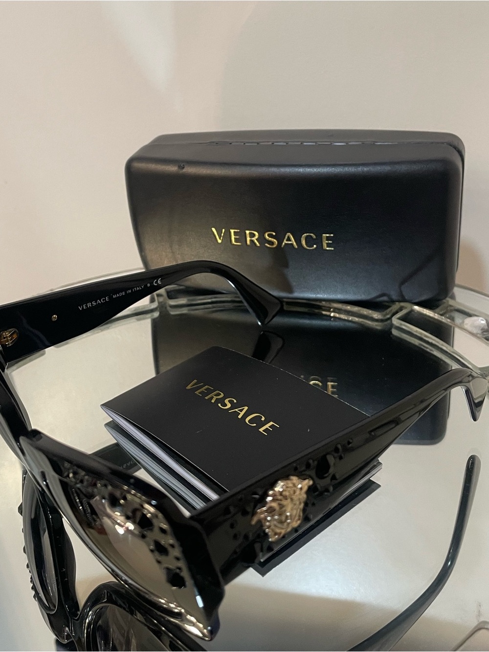VERSACE Sunglasses VE 4308-B GB1/11 Black/Grey For Women Black Rhinestones/Studs